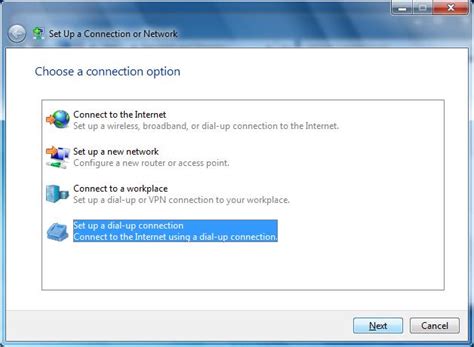 Configure Dialup for dial-in server - Windows 7