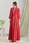 Buy Red Muga , Summer Bandhani Motifs, Floral Woven Anarkali With ...