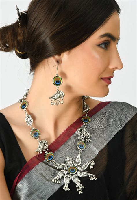 Buy Women's Traditional Peacock design Necklace Set Jkms_133 - Kamal ...