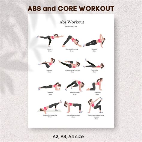 Abs and Core Exercises Printable Pdf, Core Workout, Abs Workout Guide ...