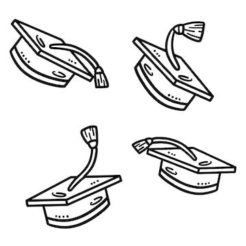 Graduation cap isolated coloring page for kids | Premium Vector