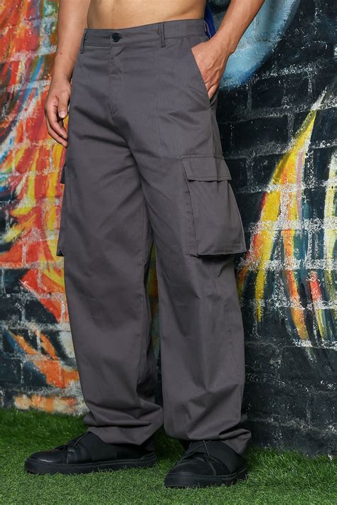 Unisex Baggy fit 6 Pocket Grey Cotton Cargo Trousers – House of Koala