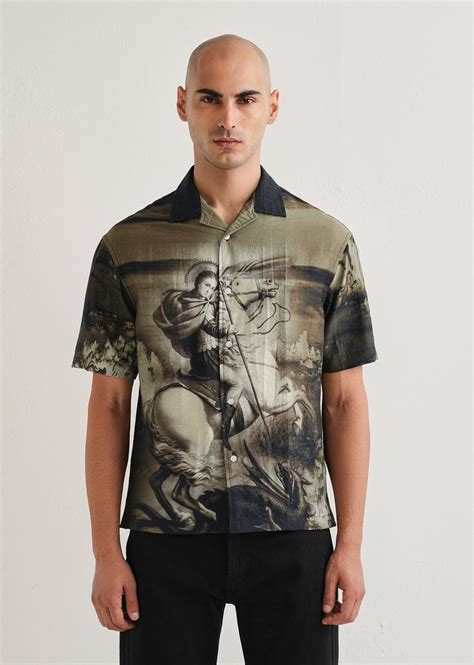 Olive Vintage Placement Print Shirt