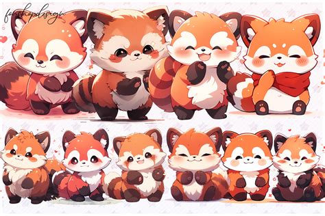 Kawaii Red Panda Clipart Illustration Graphic by FonShopDesign ...
