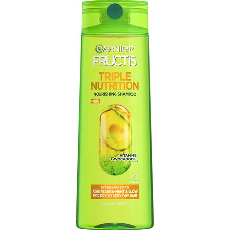 Garnier Fructis Triple Nutrition Cleansing Shampoo, Dry to Very Dry ...