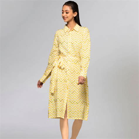 Yellow Zig-Zag Shirt Dress – First Resort by Ramola Bachchan
