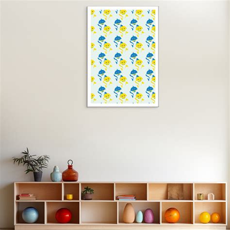 Blue and Yellow Fish Pattern Canvas Wall Painting – Nestroots