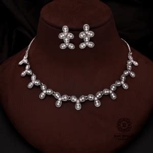 Alasca Brass Gold-plated Pink, Silver, White Jewellery Set Price in ...