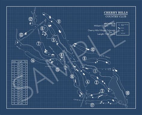 Cherry Hills Country Club Blueprint print - Etsy