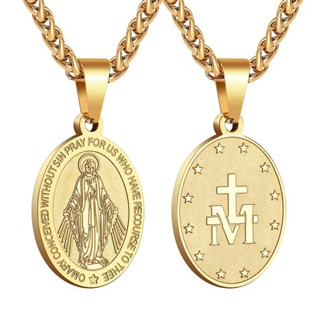 Buy RS Virgin Mary Necklace for Men Miraculous Medal Stainless Steel ...