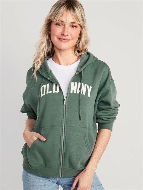 Slouchy Logo Graphic Full-Zip Hoodie for Women | Old Navy