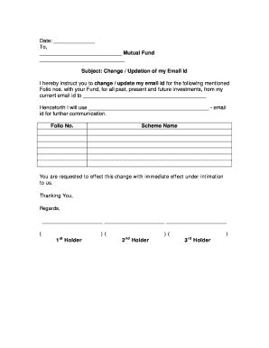 Fillable Online ajinvestments Date To Mutual Fund Subject Change ...