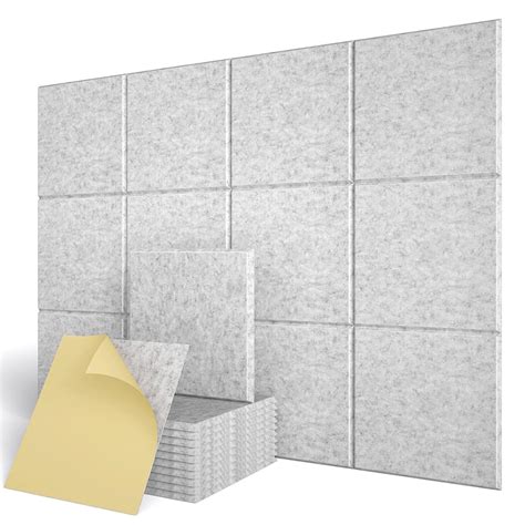 Lebenforce Self-adhesive Acoustic Panels Tiles 12 Pack, 12" X 12" X 0.4 ...