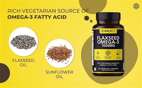 Boldfit Flaxseed Oil Capsules 1000mg with Omega 3 for Men & Women- 60 ...