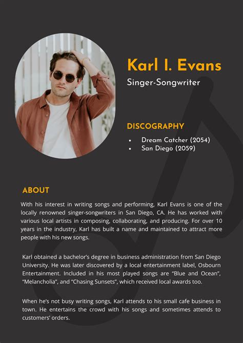 Singer Bio Examples 的图像结果