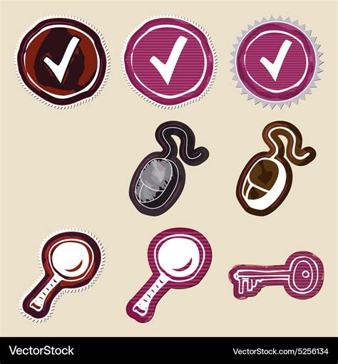 Hand drawn web emblems set isolated Royalty Free Vector