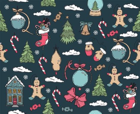 Weihnachtsmuster im Skizzenstil Hand gezeichnete Illustration | Premium ...