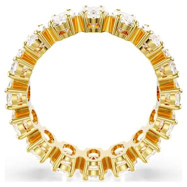 Matrix ring, Oval cut, White, Gold-tone plated | Swarovski