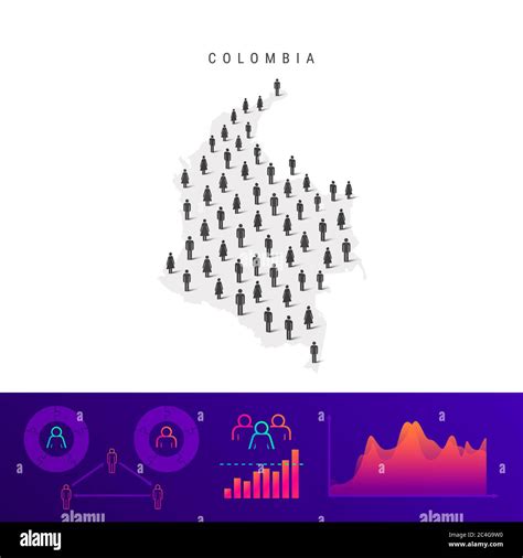 Colombian people icon map. Detailed silhouette. Mixed crowd of men and ...