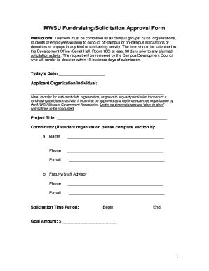 Fillable Online MWSU Fundraising/Solicitation Approval Form Fax Email ...