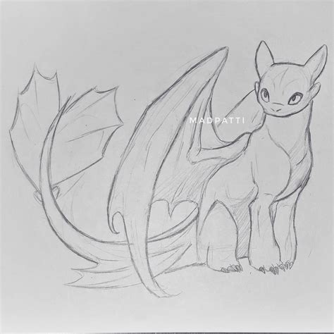 Sketch drawing of the Light Fury the White Night Fury dragon Colorful ...