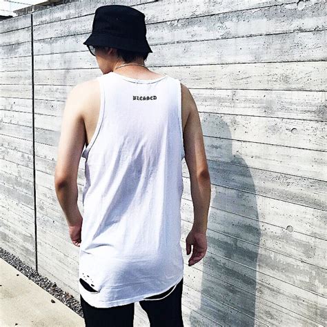 BLESSED damage tank top ダメージ加工タンクトップ オーバーサイズユニセックス | BLESSED
