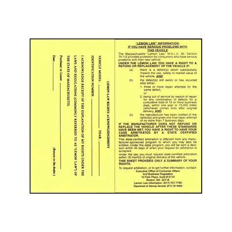 Used Car Lemon Law Sticker – 100pk – Car dealer supplies ...