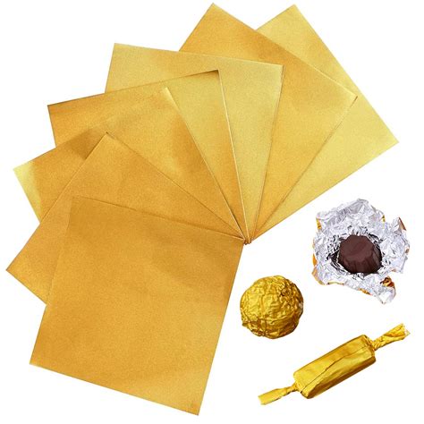 Buy VESTARUVOT 200PCS Foil Candy Wrappers, 4x4 inches Golden Aluminium ...