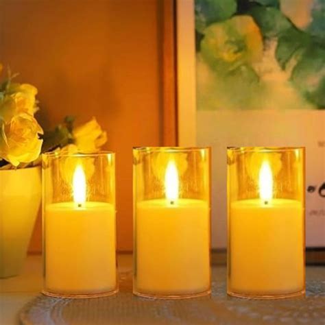 3 pcs Flameless Led Tea Light Piller Candle for Home Decoration(small ...