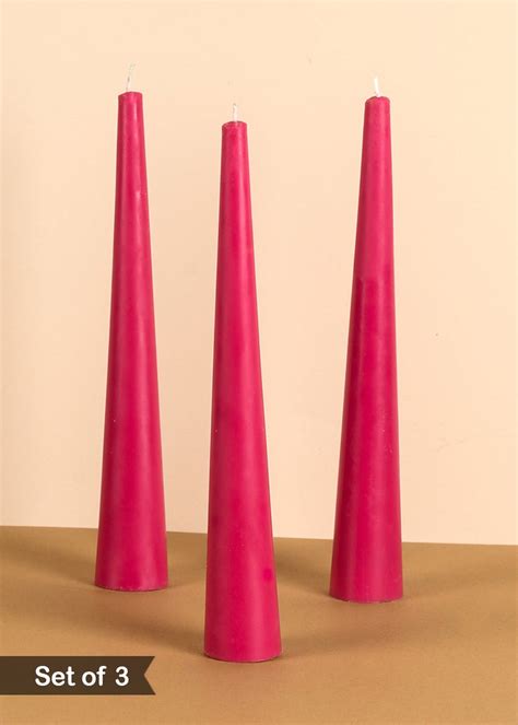 Get Set of 3 Fiery Pink 10" Conical Candles - Lily of the Valley ...