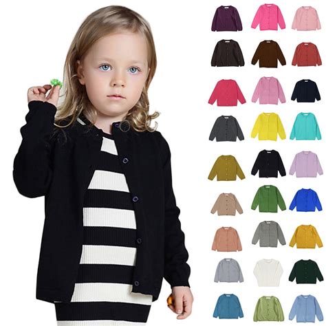 TQWQT Girls Crewneck Cardigan Long Sleeve Open Front Wine Cardigans ...