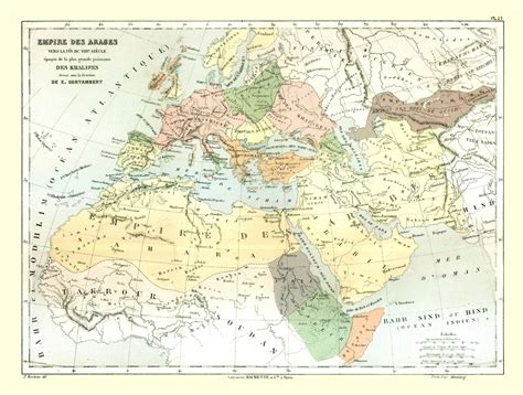 Historic Map - Arabian Empire - Cortambert 1880 - 30.40 x 23 - Vintage ...