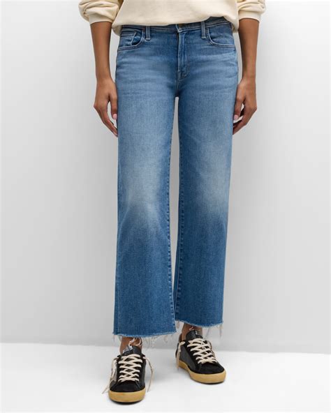 MOTHER The Mid-Rise Rambler Zip Ankle Fray Jeans | Neiman Marcus