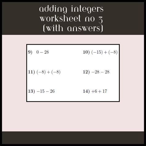 Free adding integers worksheet and answers, Download Free adding ...