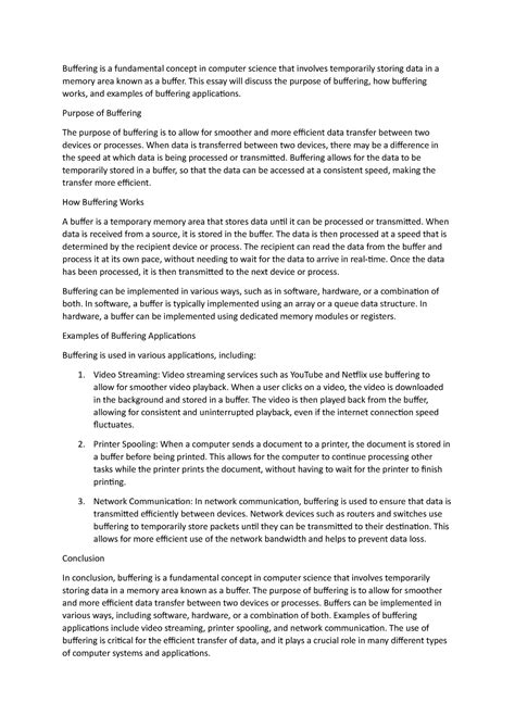 Buffering - This essay will discuss the purpose of buffering, how ...