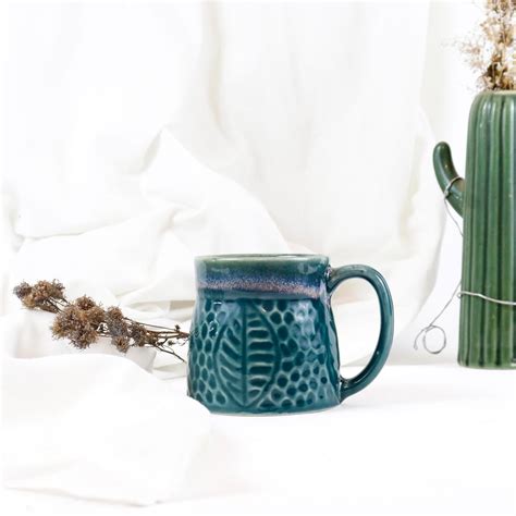 Regal Green Coffee Mug | Coffee Mug | Set of 4 Coffee Cups | 400ml ...