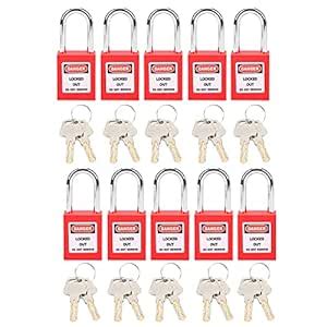 Lockout Lock, Safety Padlock 10 Sets Insulation Anticorrosion 38mm for ...