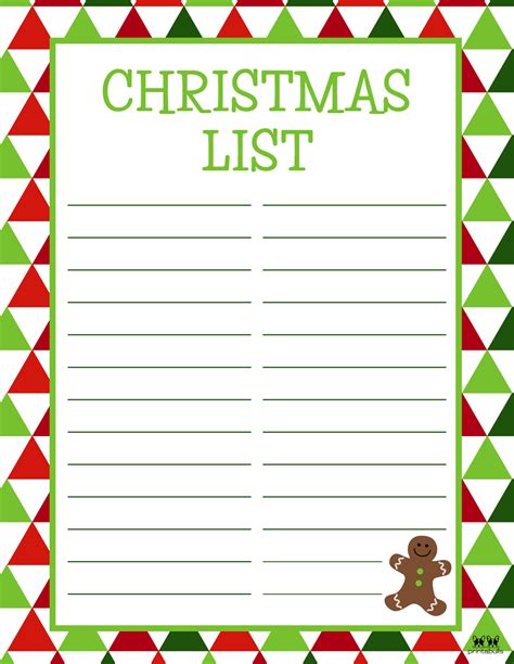 Simple Christmas List Template