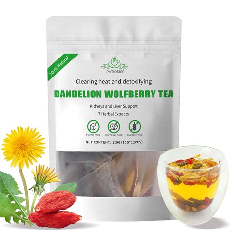 Dandelion Wolfberry Tea Bags - Kidneys & Liver Tea, Seven Herbal Tea Natural Blend, Dandelion ...