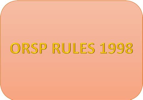 ORSP RULES 1998 | FormatPotter