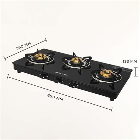 Buy Faber 3 Burner Daisy Pro Cooktop | Toughened Glass | Brass Burners