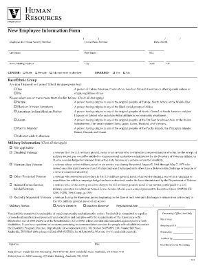 Fillable Online hr vanderbilt New Employee Information Form ...