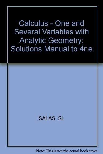 Buy Salas Student ∗solutions Manual∗ To Acc ∗calculus∗ – One & Several ...
