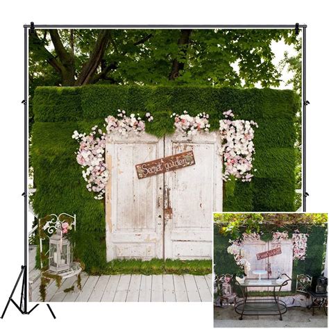 Csfoto 8x8ft Secret Garden Backdrop Wooden Floor White Door Flowers ...