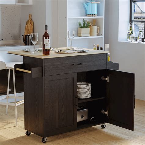 IRONCK Kitchen Island with Storage, Rolling Kitchen Island Table on ...