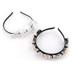 Skvilla Flower Crystal and Pearls Fancy Hairband for Women and Girls ...