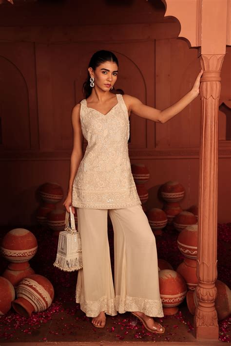 Inaaya Incut Cutdana Embroidered Sharara Set - Ivory – Tasuvure