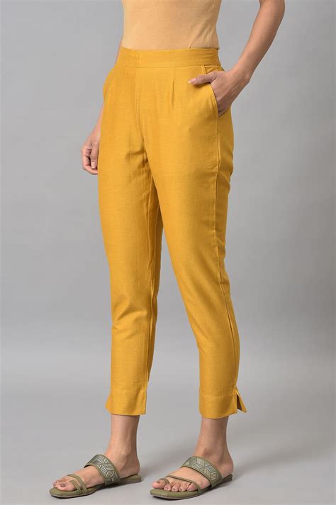 Buy Elleven Women's Green Basic Cotton Trousers Online for Woman | Shop ...