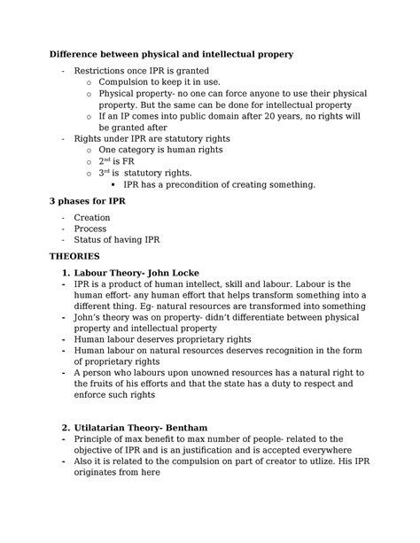 IPR Class notes - Difference between physical and intellectual propery ...