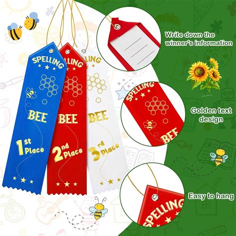 45 Pcs Spelling Bee Award Ribbons 1st, 2nd, 3rd India | Ubuy